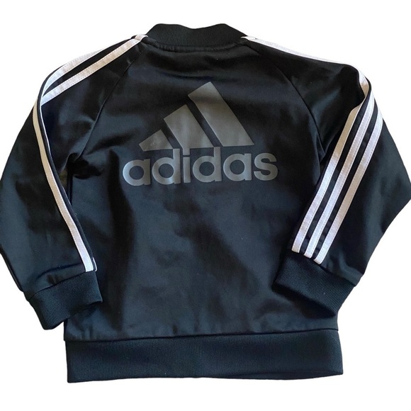 ADIDAS Boys Tricot Track Jacket Black White Stripes 24 months. Like New - Picture 4 of 7